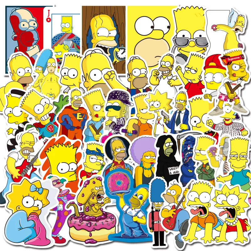 50/100/200/300Pcs Non-repeating Cartoon Anime Simpsons DIY Graffiti Waterproof Stickers for Kids