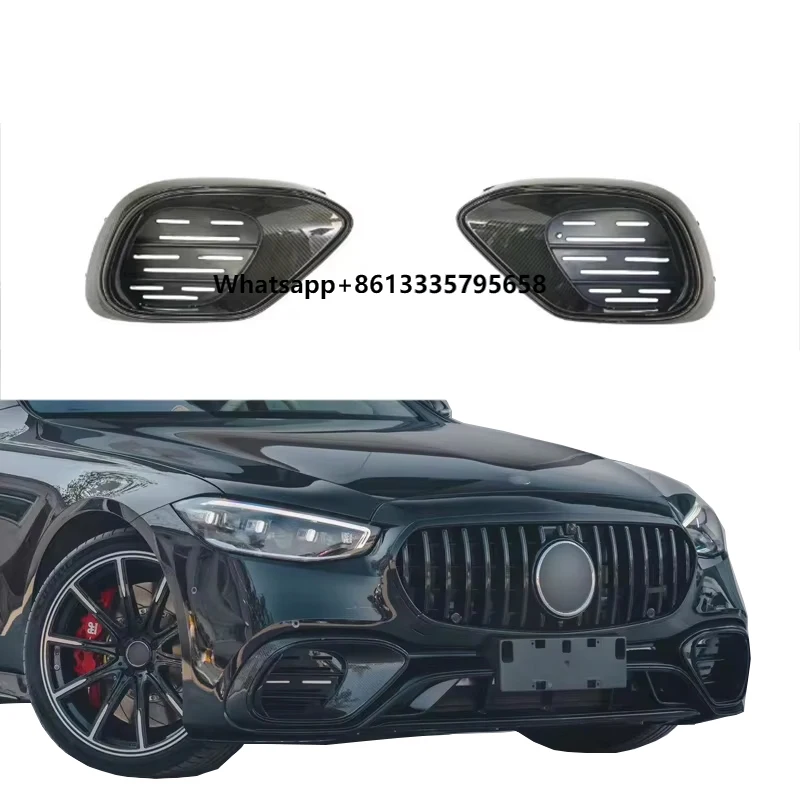 

Auto Parts Dry Carbon Fiber Front Bumper Intakes Cover for Mercedes S Class W223 S63 Car Fog Lamp Cover Kit Replacement