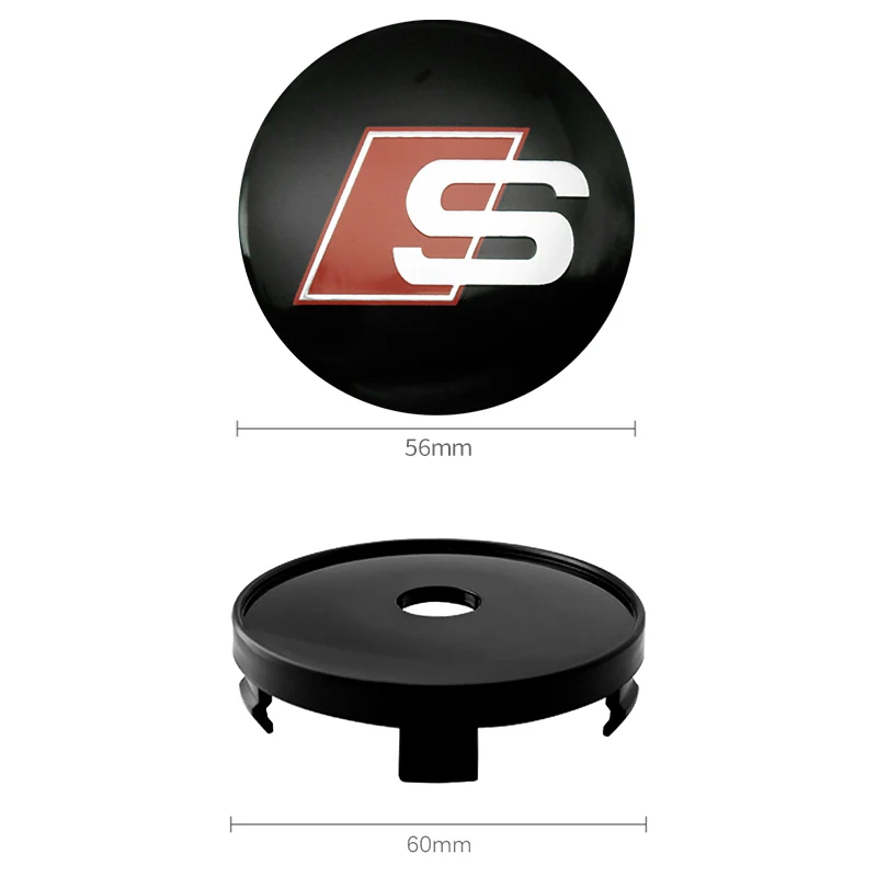 60mm Car Wheel Sticker Hub Center Caps Badge Emblem Rim Cover For Audi S RS SLine 8P A3 8v a1 s3 a6 c8 a4 b8 Quattro Car Styling