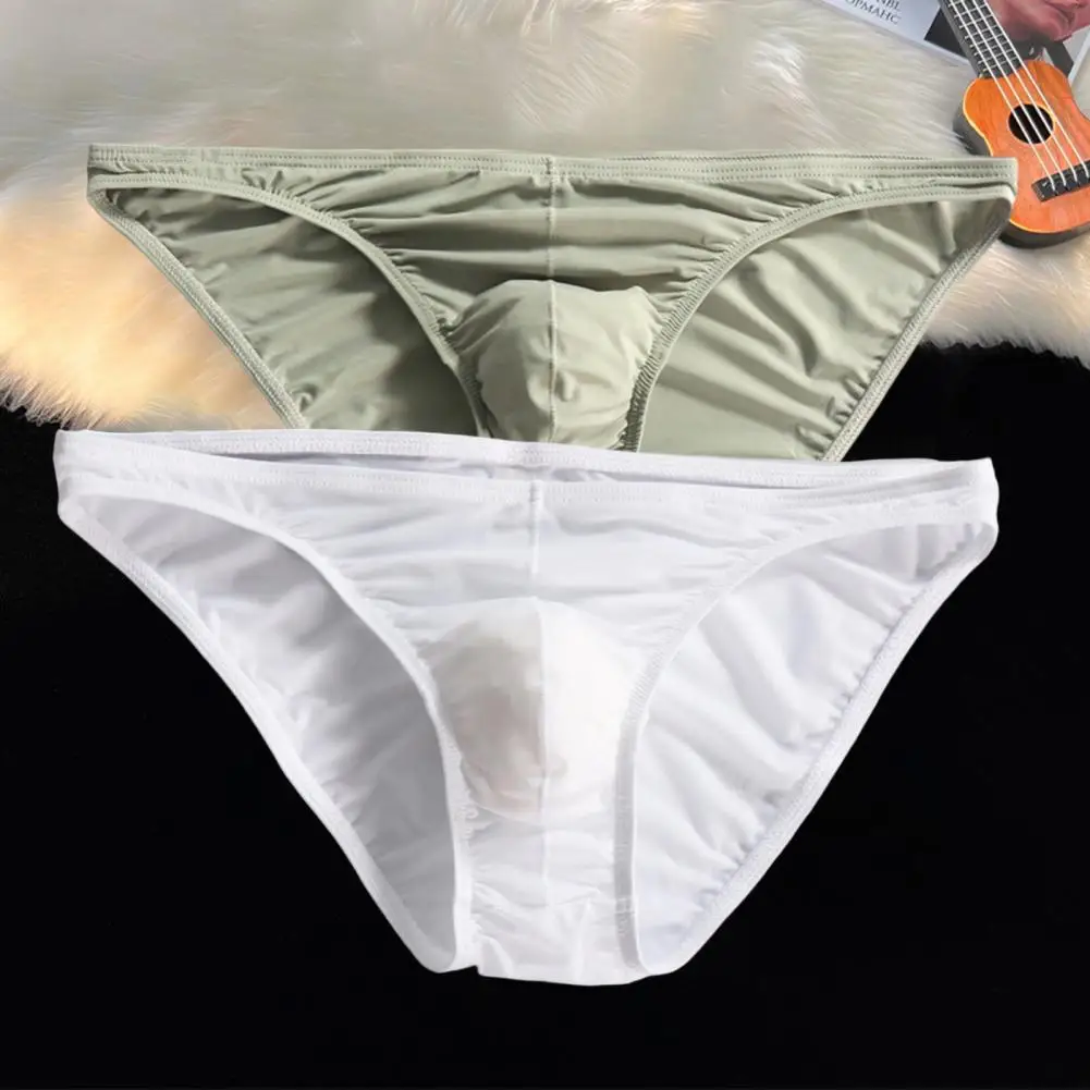 Men Briefs Low-rose U-Convex Tight Cut High Elasticity Panties Solid Color Breathable Comfortable Underwear Ultra-Thin Shorts