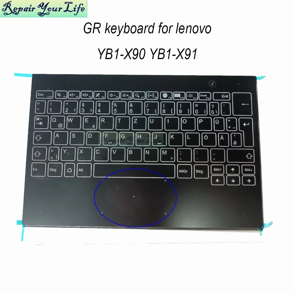 

YB1-X90 German Keyboard Palmrest for Lenovo Yoga Book YB1-X90L X90F YB1-X91L X91F Germany Keyboards Backlight Assembly Touchpad