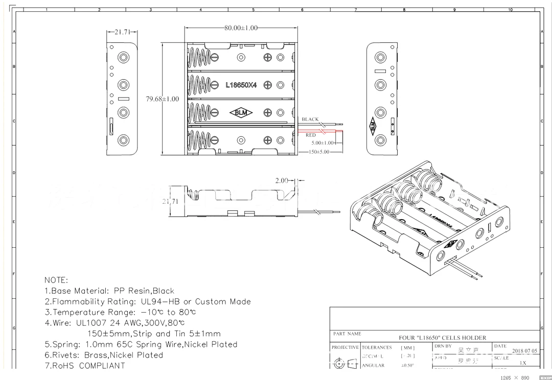 2/3/4-Fach 18650 Batteriehalter-Box, 3,7V Parallel-Batterie-Aufbewahrungsgehäuse mit Rot-Schwarzem Kabel, Federkontakt DIY-Stromversorgung – Detail 9