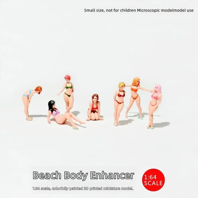 1/64 Beach Theme Swimsuit Lady Miniature Figurine Resin Painted Display Figure for Dioramas Scene, Tabletop Layouts, D2RD