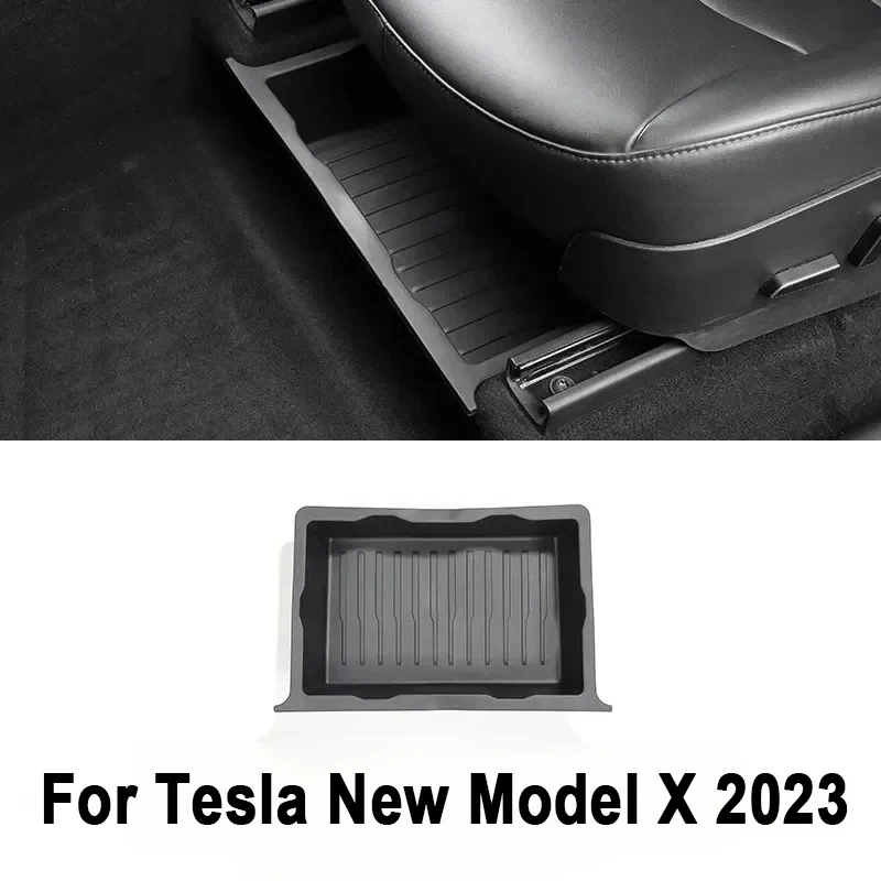 For Tesla New Model X 2023 Underseat Storage Box Car Seat Drawer Hidden Storage Box Tissue Push Pull Car Interior Accessories