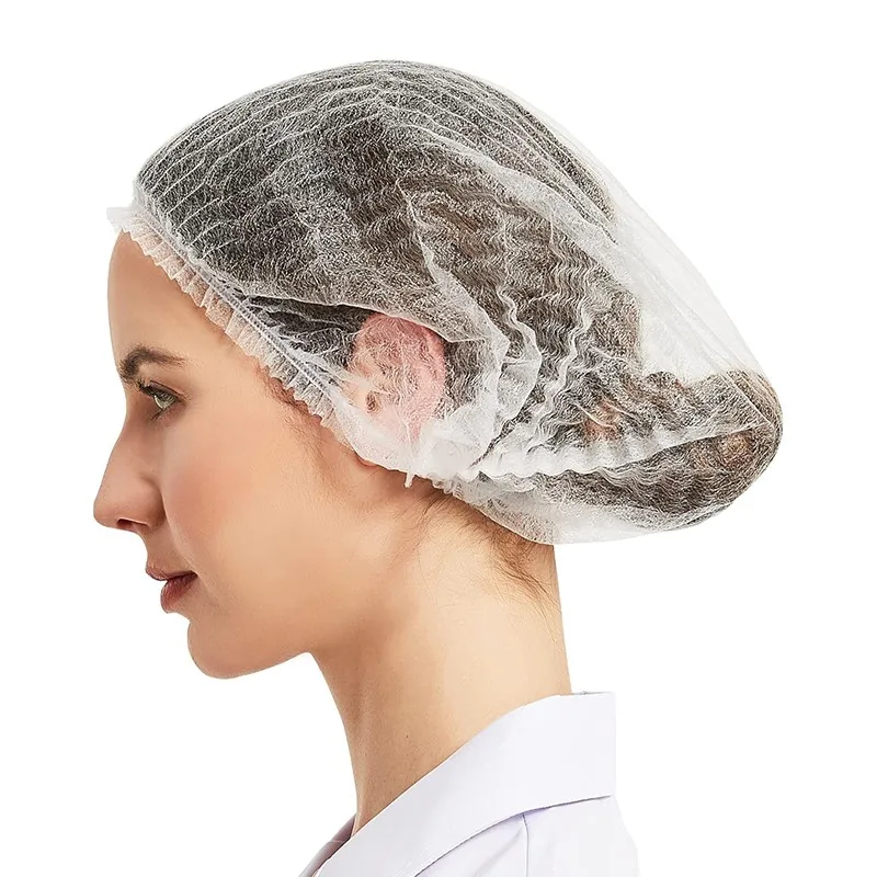 100 قطعة قبعة الاستحمام القابل للتصرف الشعر رئيس يغطي صافي منتفخ الغبار مكافحة الغبار قبعات تنفس دش الاستحمام القبعات المطبخ #3