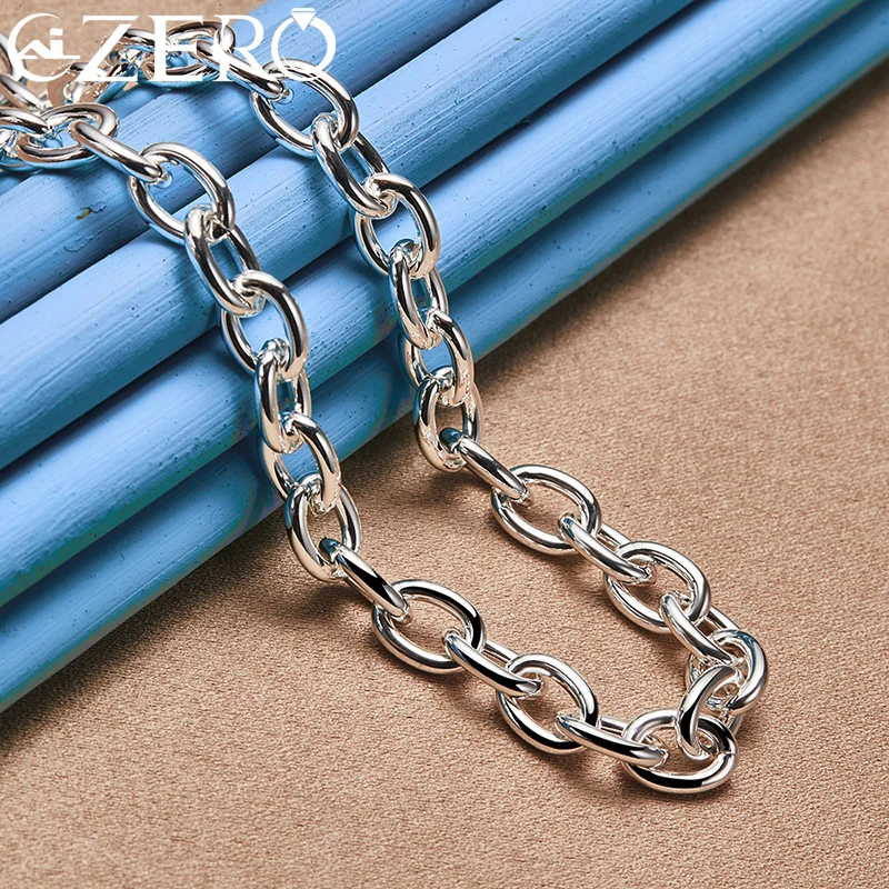 ALIZERO 925 Sterling Silver 18 Inch OT Buckle Chain Heart Pendant Necklace For Men Women Fashion Wedding Party Jewelry Gifts