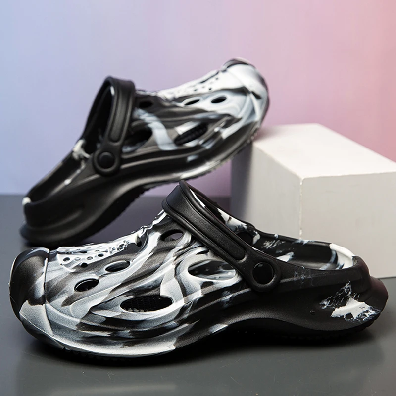 Fashion Camouflage Clogs Slippers For Men Summer EVA Beach Slippers Thick Sole Non-slip Garden Shoes Outdoor Leisure Sandals