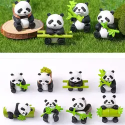 Panda Mini figurine in miniatura Panda microfono paesaggio ornamento fiore decorazione in vaso resina fatta a mano casa decorazione Desktop regalo