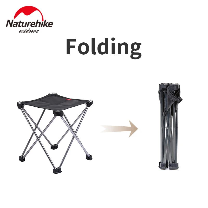 Naturehike Ultralekkie przenośne krzesło wędkarskie ze stopu aluminium Składana ławka na zewnątrz Stołek piknikowy 900D Oxford Cloth Camping Supplie