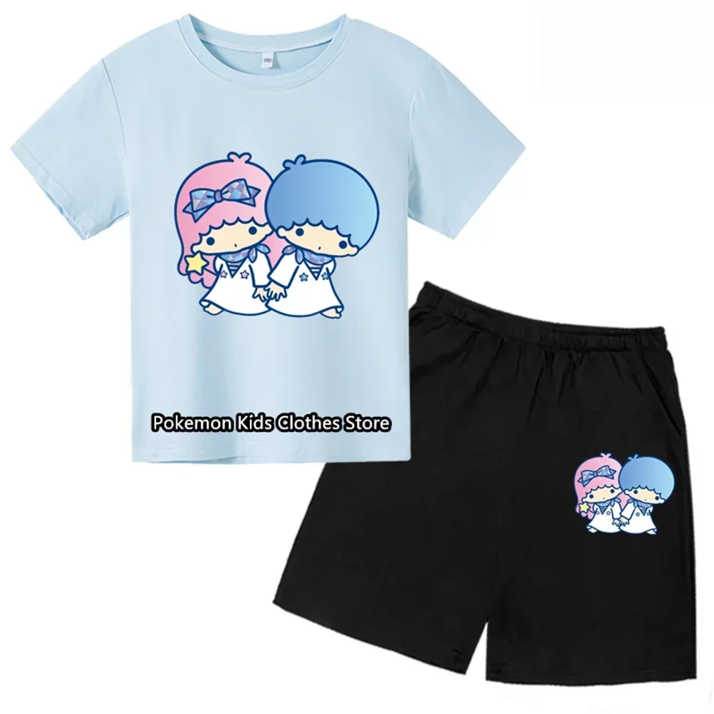 Little Twin Star Tshirt Set Kids Baby Boys Clothing Sets Summer Girls Short Sleeve Sports T-shirt Shorts 2-piece Kids Clothes