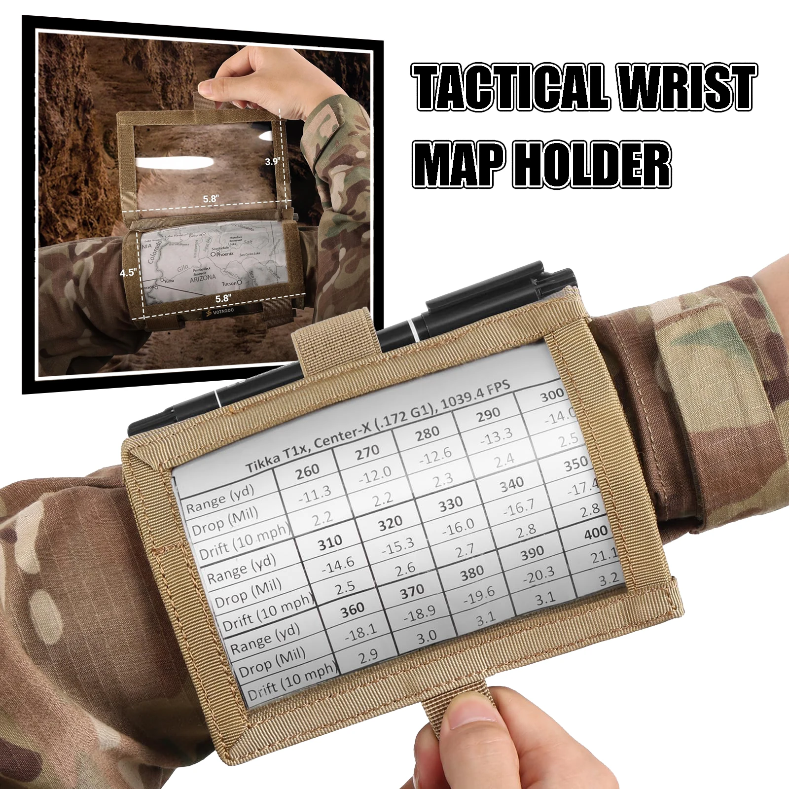 

Tactical Armband Sleeve Storage Kit QB Wrist Map Holder Arm Pouch Card Holder for Shooting Rescue Surveillance & Measurements