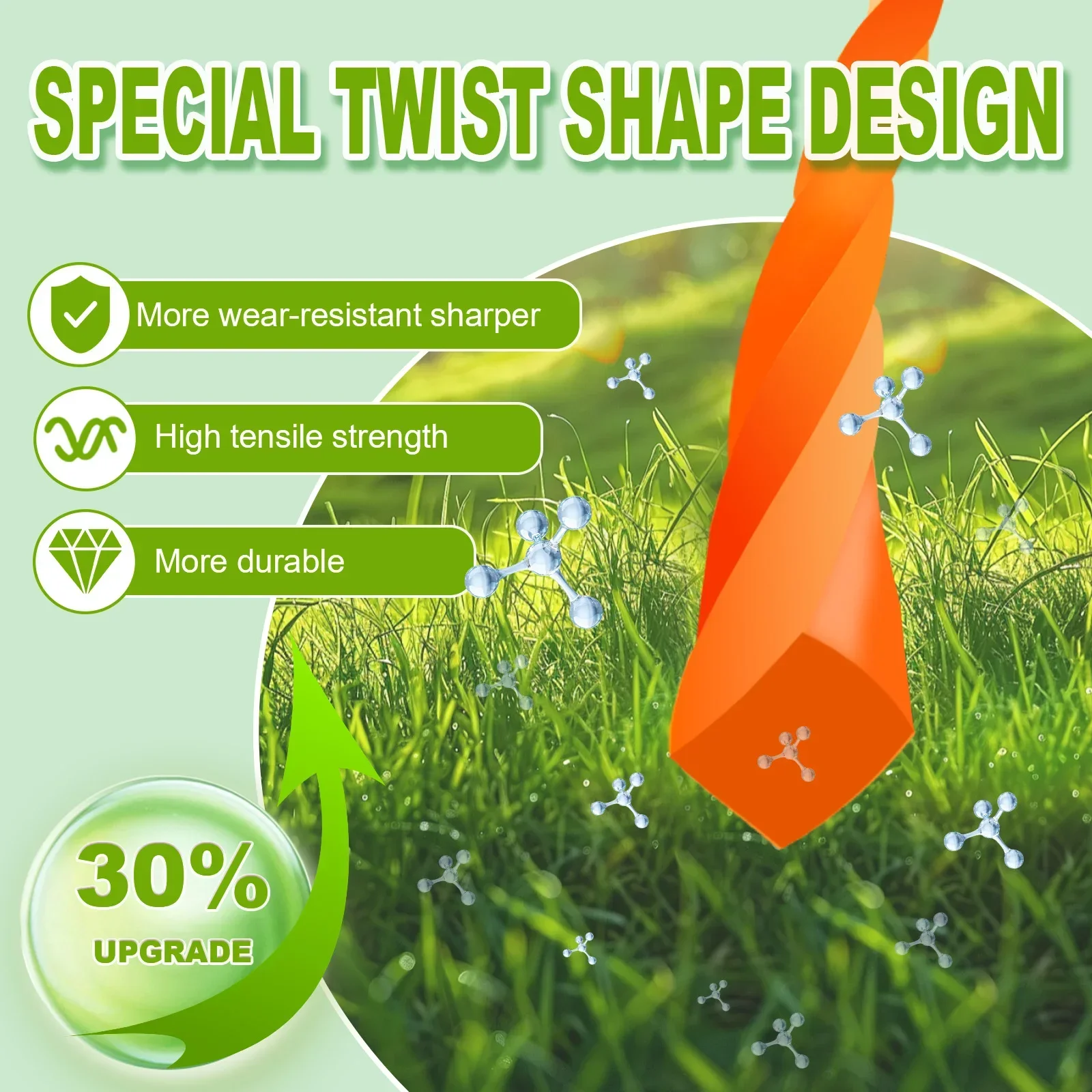 1LB * 2,0/2,4/2,7/3,3/4,0mm línea de cortacésped de corte de hierba en espiral cable de relleno de grafito cuerda de nailon cortacésped línea de forma trenzada naranja