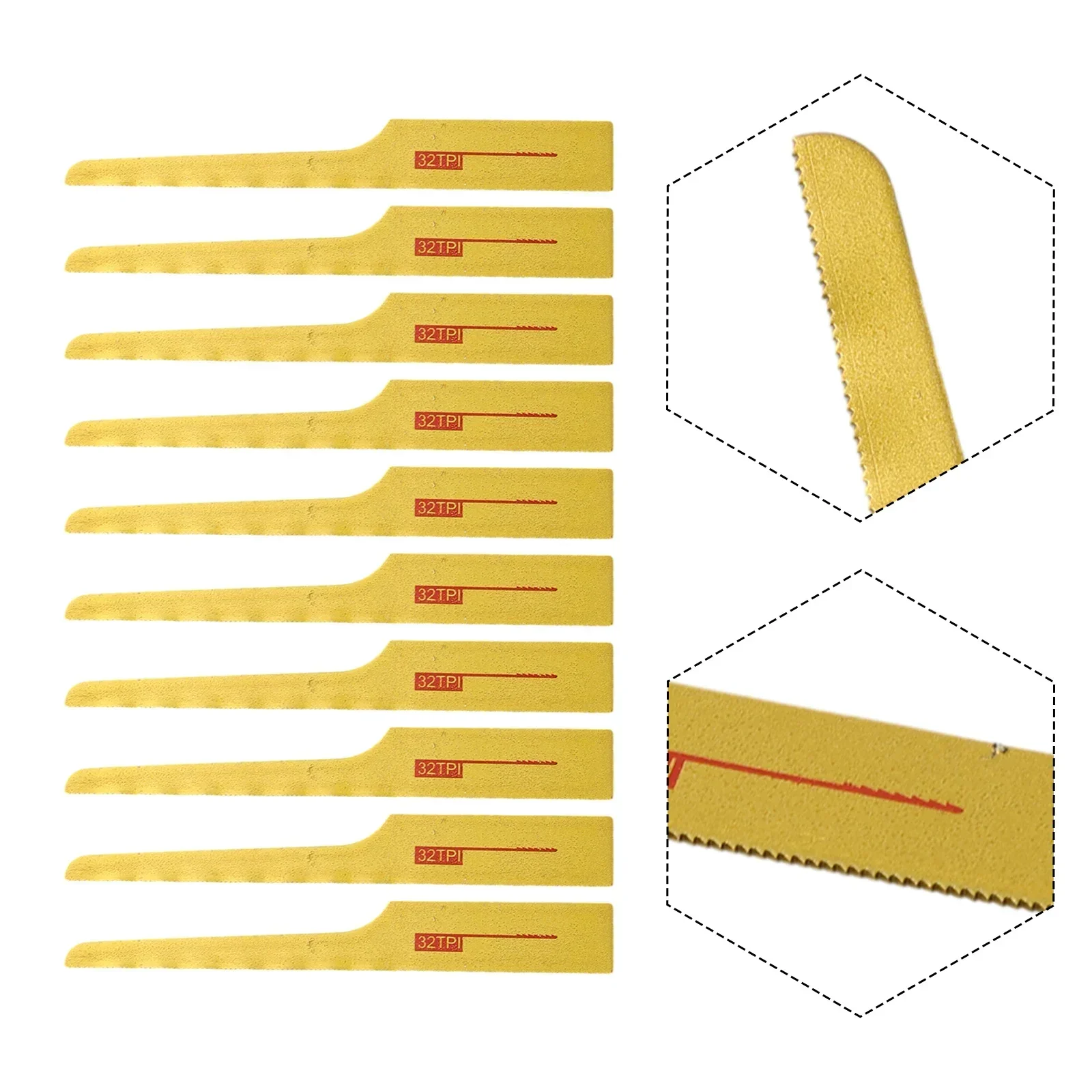 

Saw Blade Pneumatic 10pcs 32TPI 93mm Accessories Gold Mini Air Saw Blade Parts For Wood Pieces Fiberglass Quality