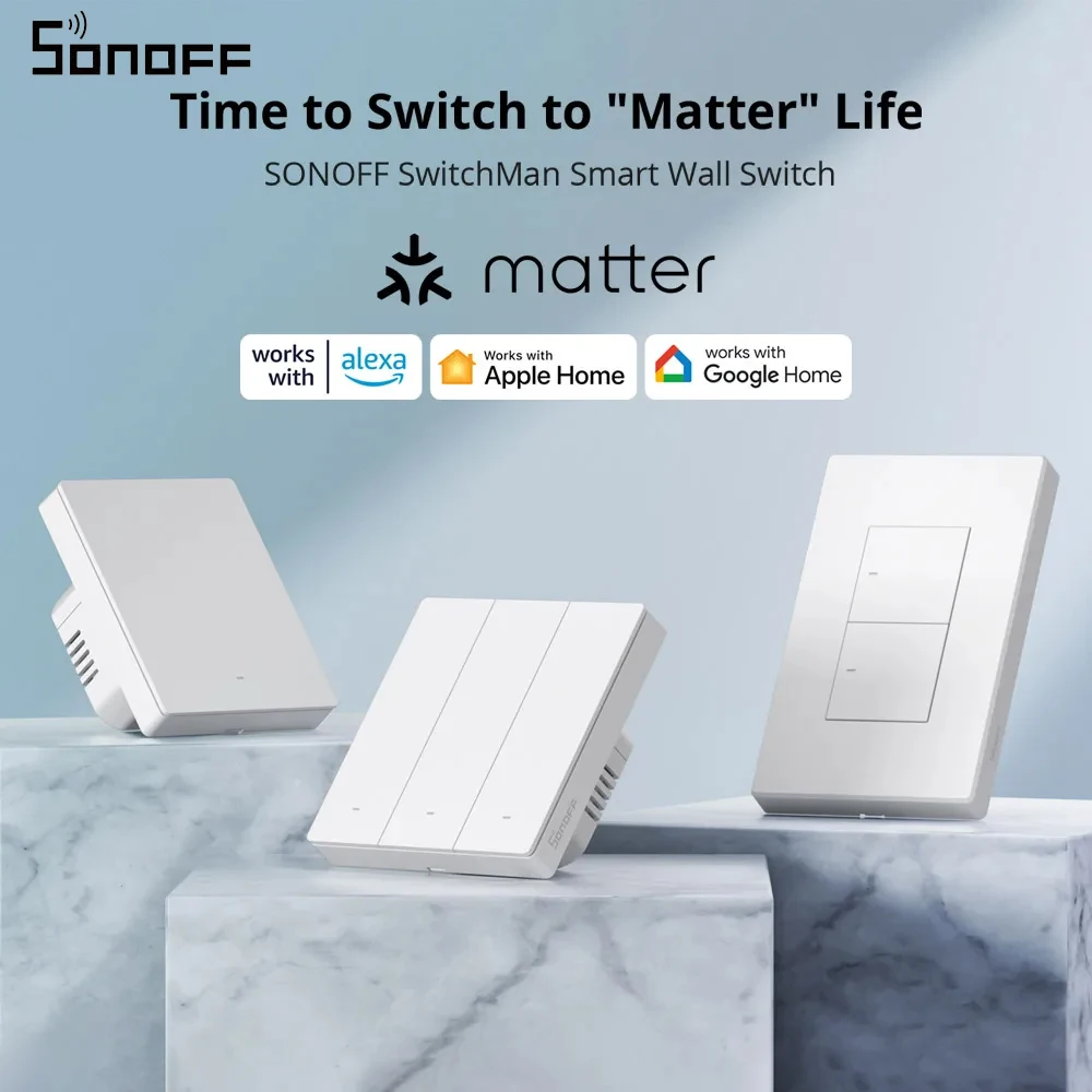 

SONOFF M5 Matter Smart Wall Switch ESP32 Two-way eWeLink-Remote Switchman Voice Control Works with Alexa Google Apple Home Alice