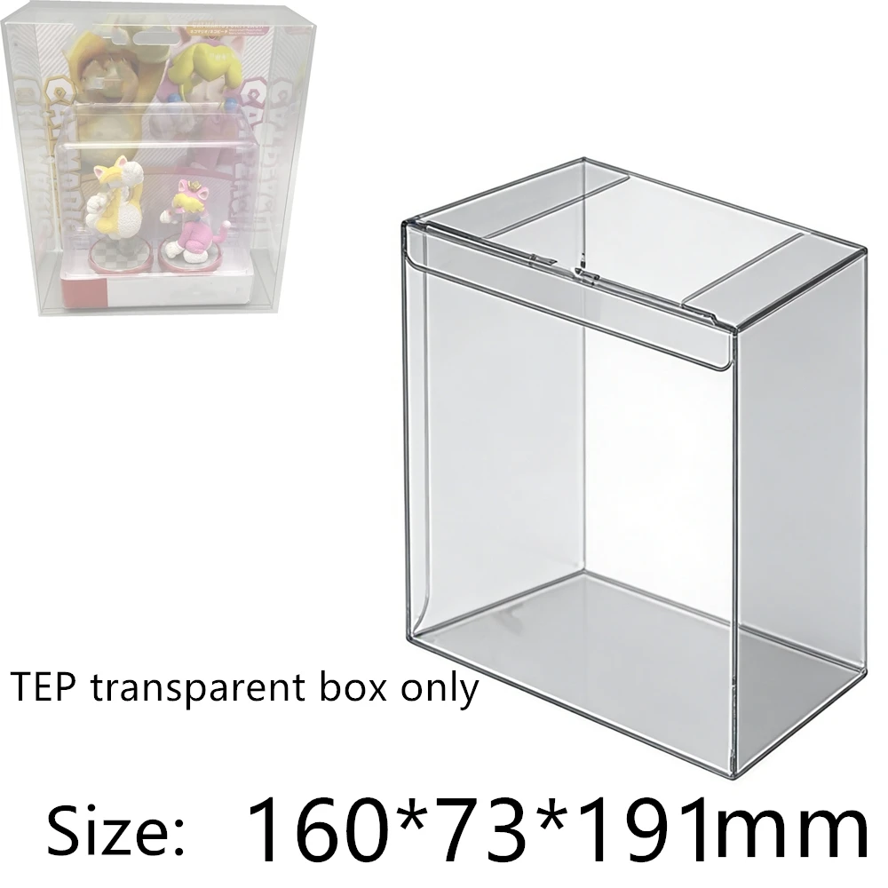 Caja Protectora Transparente para Figuras Amiibo de Cat Mario/at Peach, Caja de Almacenamiento TEP para Coleccionar, Estuche Transparente para Exhibición de Juegos