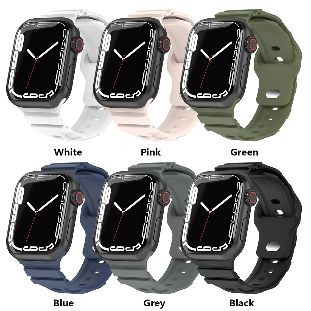 Силиконовый ремешок для Apple Watch Ultra 49 мм 45 44 42 41 40 38 мм Спортивный ремень для iWatch Series 9 8 7 6 5 4 3 SE Correa