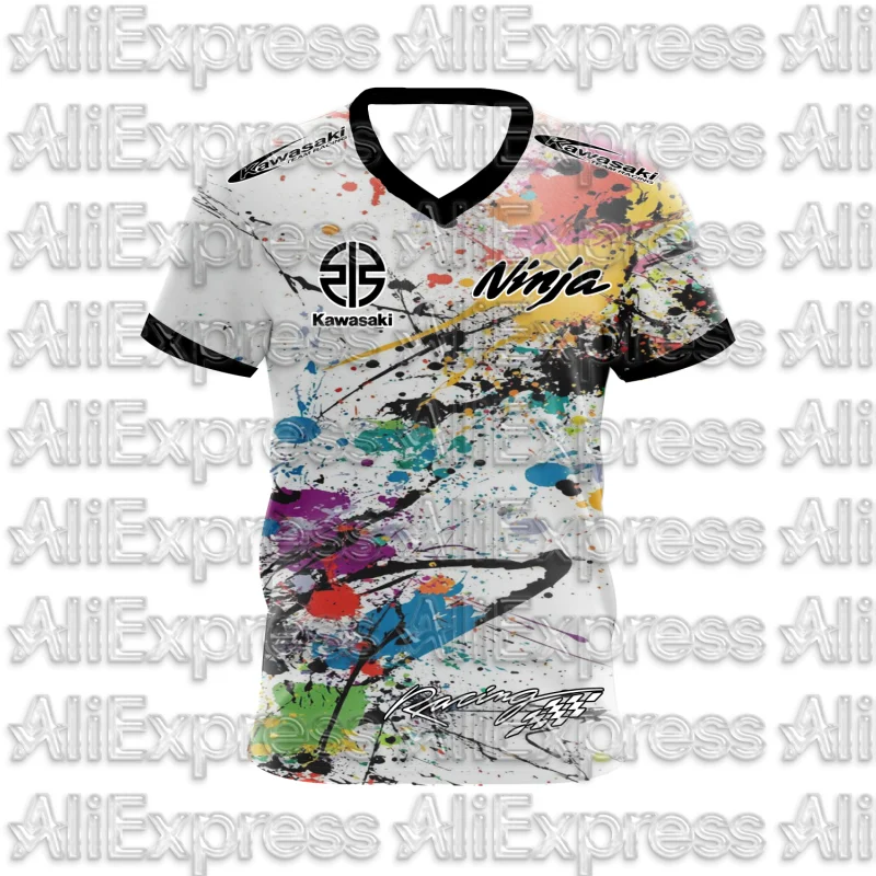 

MOTO 2025 Summer New Men's Motorcycle T-shirt Kawasaki Logo 3D Printed Casual Short Sleeve Breathable T-shirt Fashionable Trend