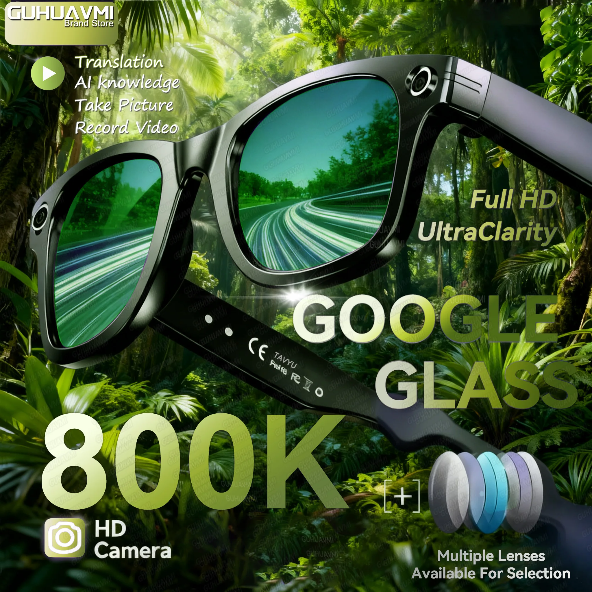 2025년 신제품 4K 울트라 HD 학습 여행용 800만 화소 AI 안경 남성용 사진 촬영 AI 전송 비디오 녹화 BT 통화 스마트 안경