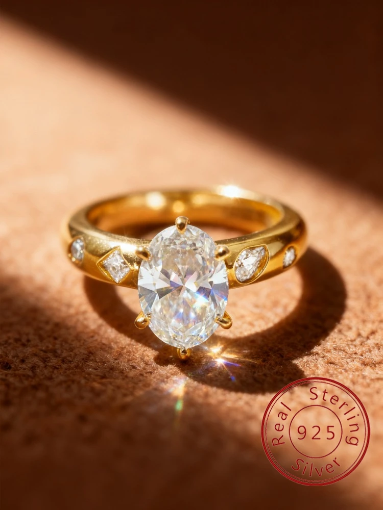 

925 Sterling Silver Luxury Fashion Oval Zircon Ring For Women Wedding Engagement Daily Party Wear High Quality Fine Jewelry
