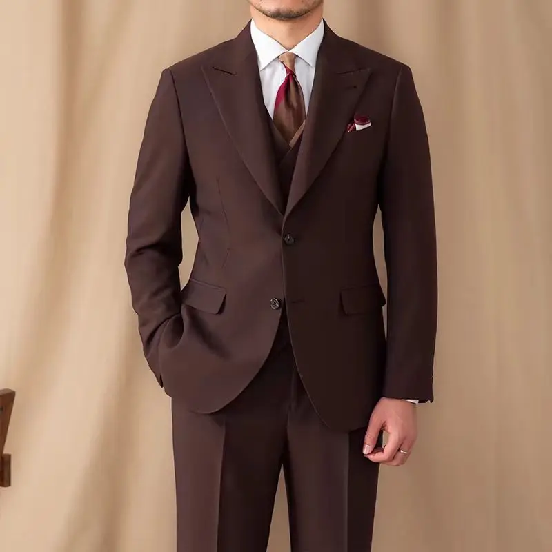 Y022Retro men's slim single-breasted suit atmospheric commuting business casual suit trendy