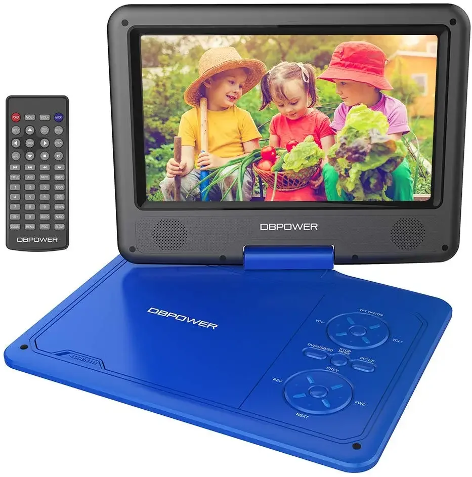 

DBPOWER 9.5 '' Portable DVD Player with Rechargeable Battery, Swivel Screen, Supports SD Card and USB, Car Charger