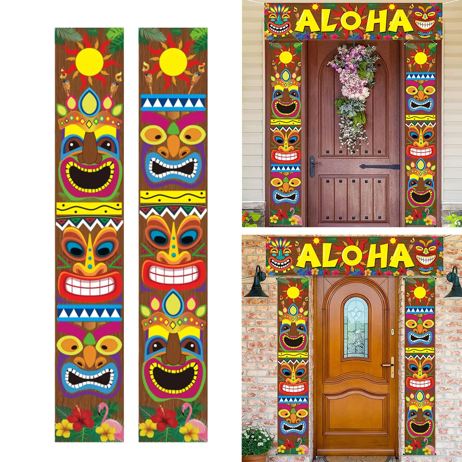 Tropical Party Decoration Door Sign Vibrant Aloha Banner Wall Hanging Decor for Hawaiian Beach Party