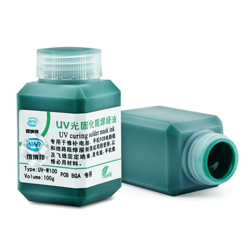 Máscara cura uv 100g, prática para prevenção corrosiva, placa circuito pcb, reparo soldagem, óleo verde,