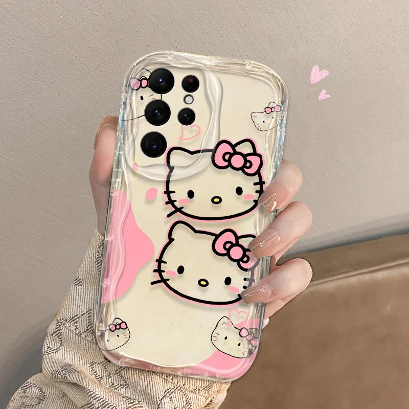 Милый чехол Hello Kitty для телефона Samsung Galaxy S24 S23 S22 S21 A35 A55 A25 A15 Ultra Plus Lite