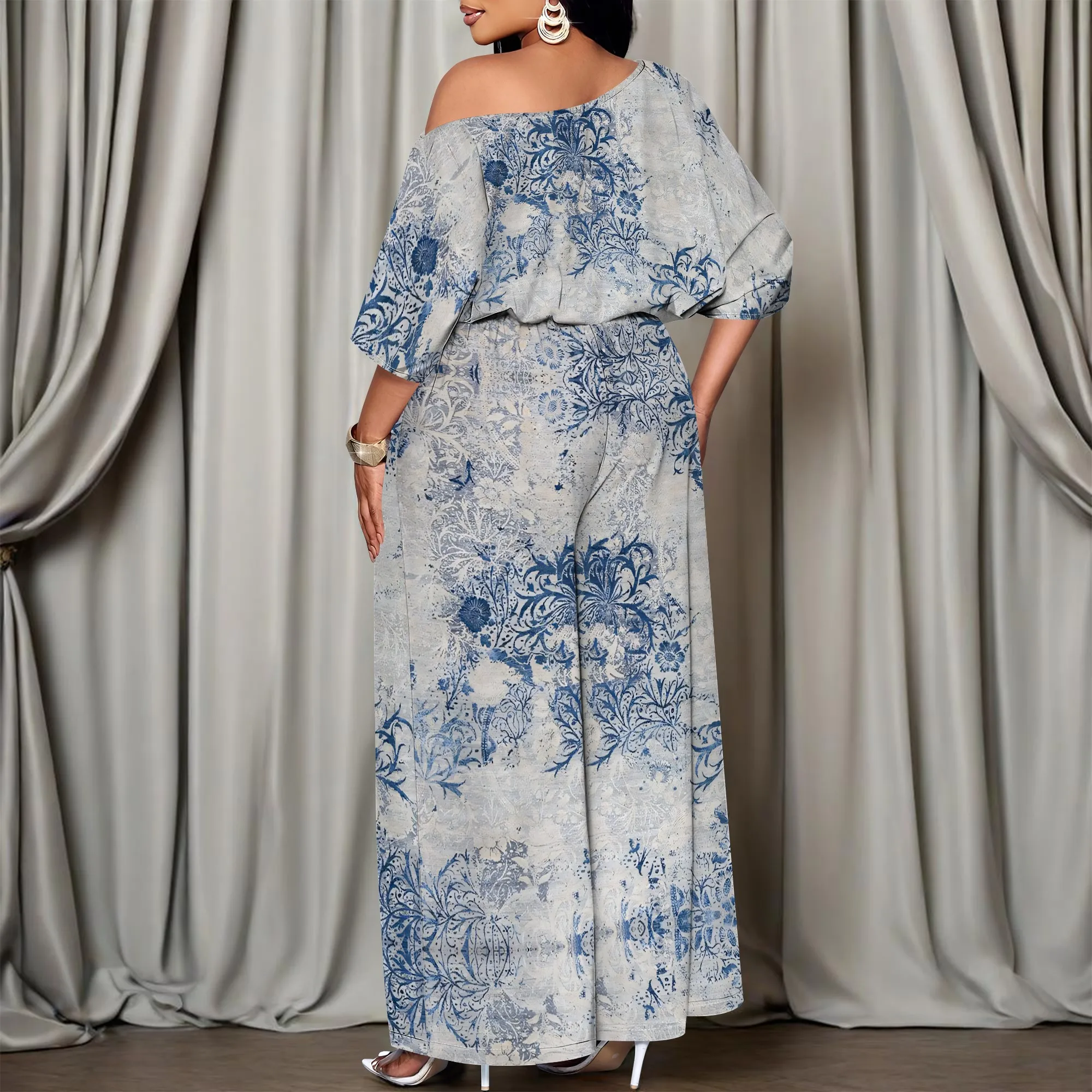 Women's Floral Off Shoulder Maxi Dress Long Sleeve Black Pink Purple Party Evening