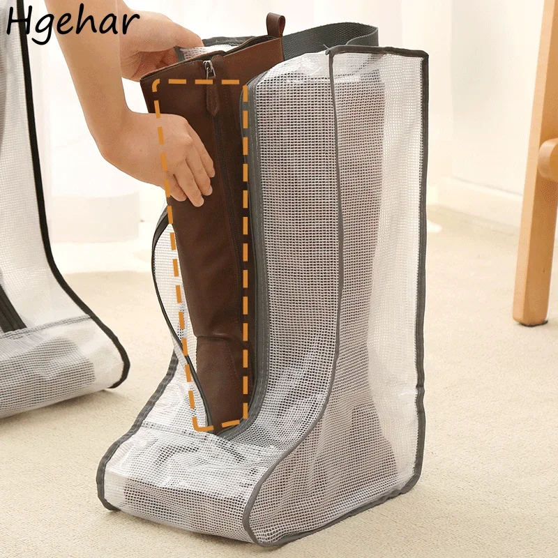 Moisture-proof Mildew-proof Transparent Shoe Dust Covers Zipper Portable Boots Storage Bag Waterproof Travel Dust-proof Cover