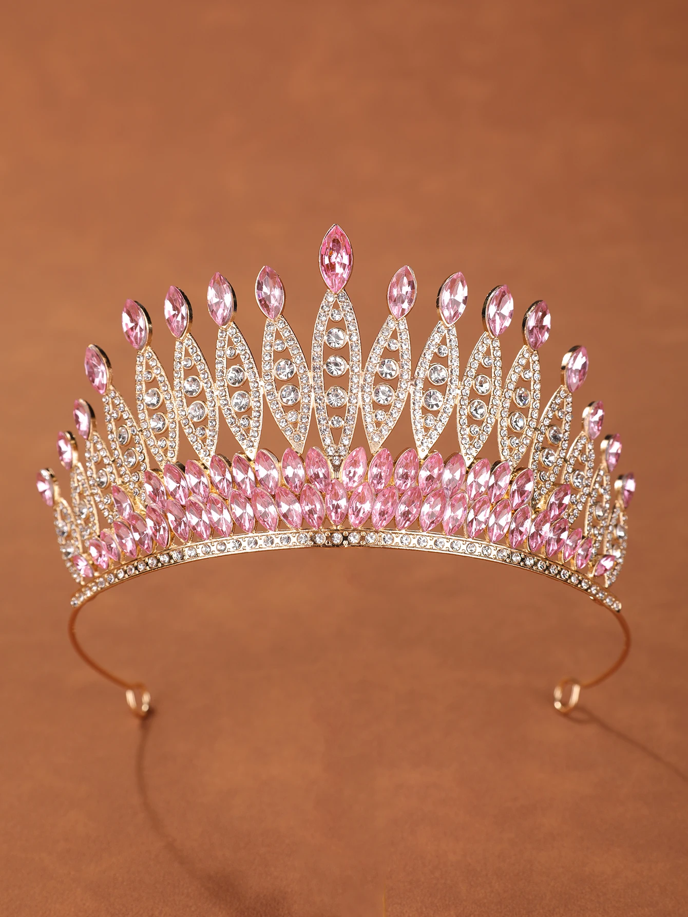 Multi-color rhinestone bridal crown, silver alloy marquise diamond crown, headpiece accessory for weddings, evening banquets, beauty pageants, and parties image 4