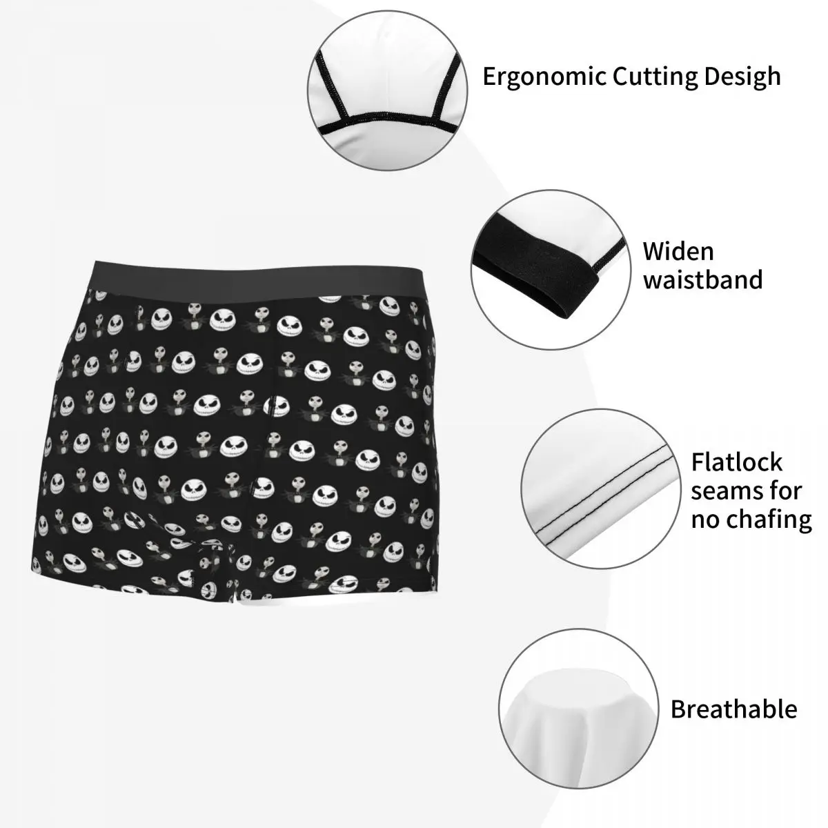 Custom The Nightmare Before Christmas Underwear Men Halloween Skull Skellington Boxer Briefs Shorts Panties Underpants For Male