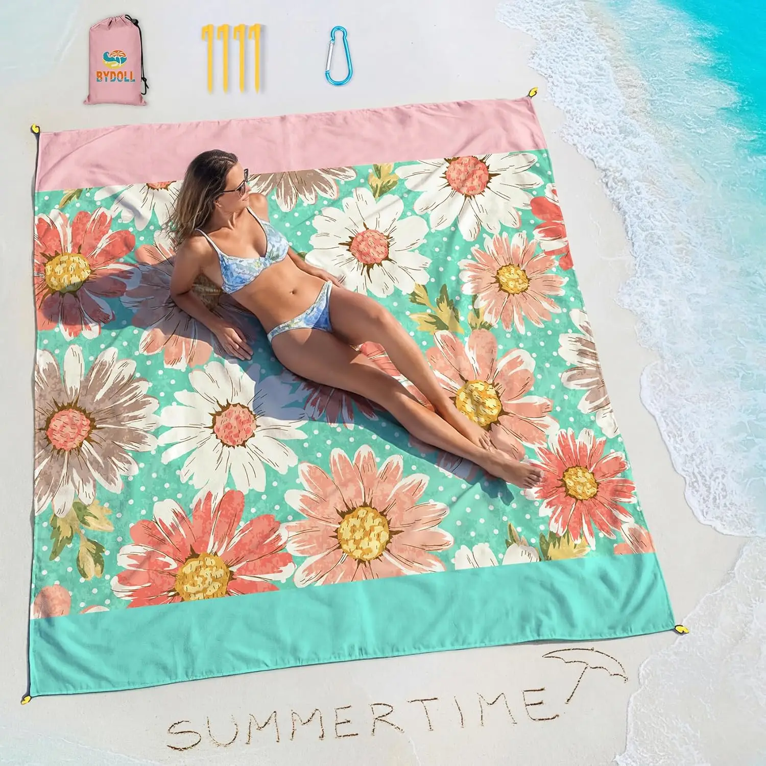 

Waterproof Sandproof Beach Blanket 78x81 for 1-4 Adults Lightweight Compact Oversized Picnic Mat for Travel Camping Hiking