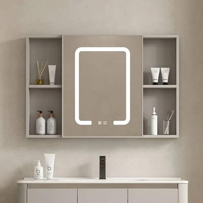 Wall-mounted smart mirror cabinet, separate storage box, space aluminum bathroom mirror box, bathroom storage mirror