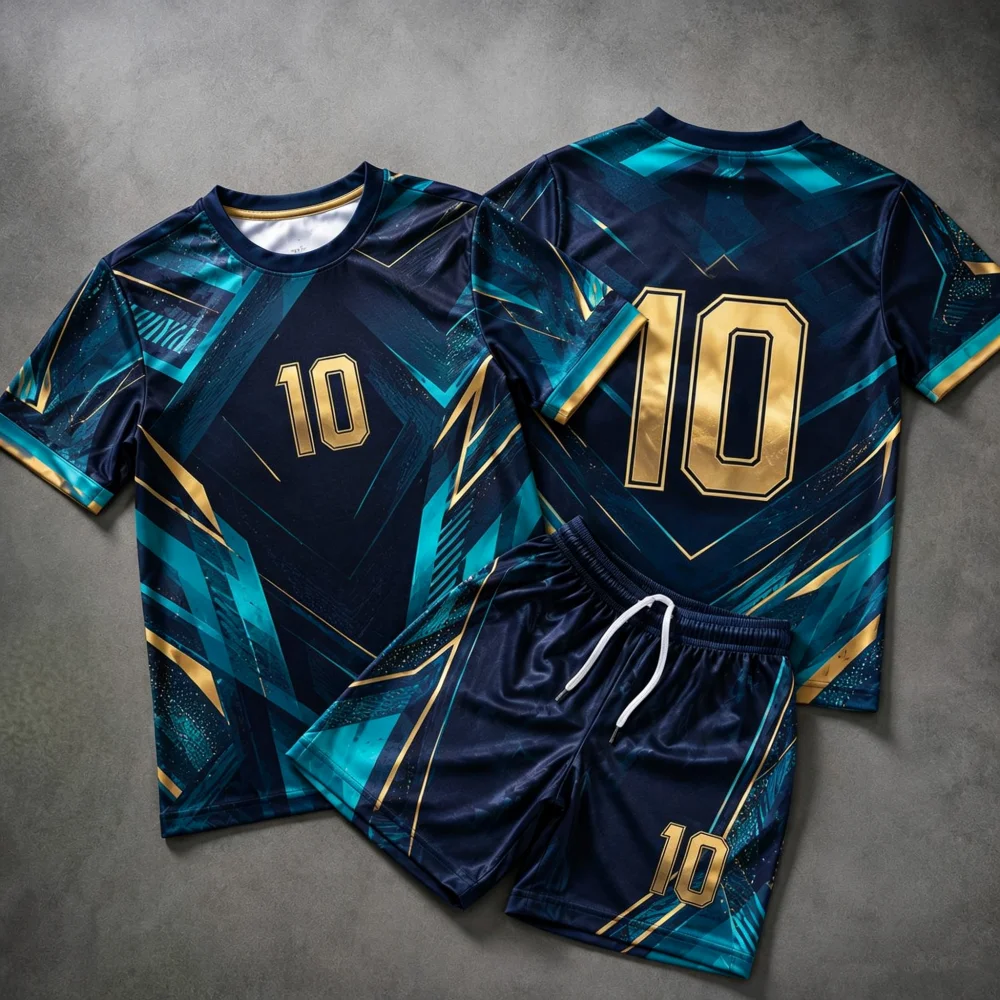 Kids Soccer Jersey Set Football Uniform Short Sleeve T‑Shirt + Shorts 2Pcs Quick Dry Sportswear Training Match Outfit For Adult