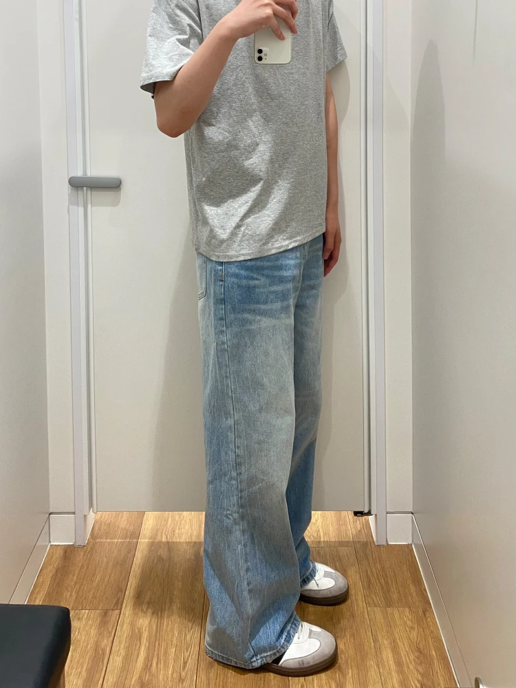 

NBLME Ретро Американские джинсовые джинсы с широкими штанинами High Street Модные брендовые длинные брюки Мужская Cleanfit Весна Осень Новый Sle