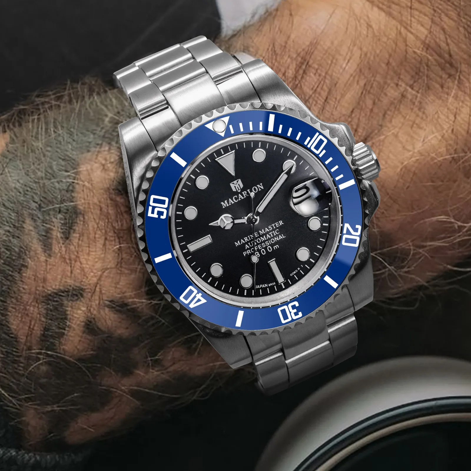 MACARLON Design New 41mm Mechanical Watch Men TOP Sapphire Glass Luminous Stainless Steel Waterproof China NH35 Automatic Watch view 5