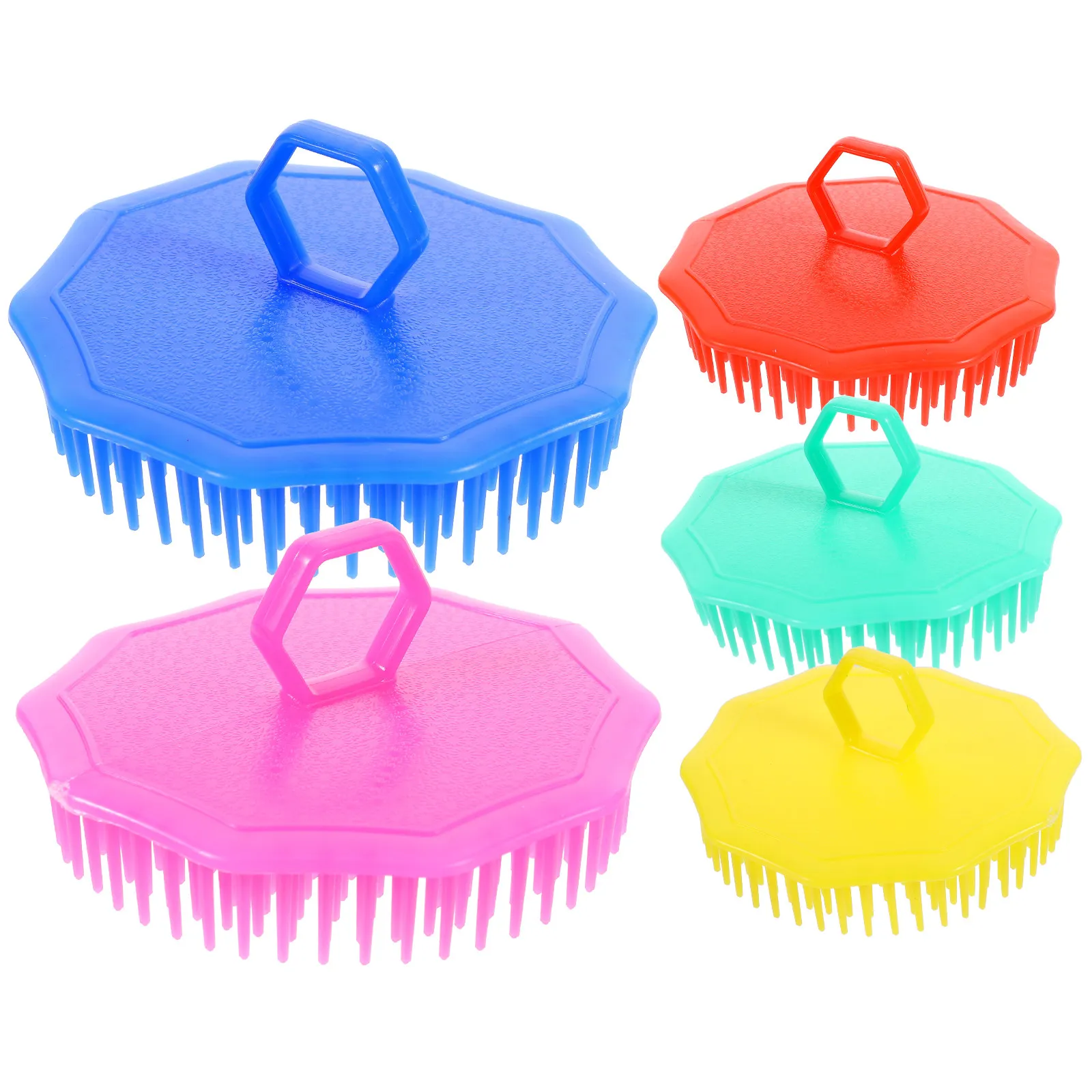 5Pcs Hair Cleaning Brush Scalp Massage Comb Portable Plastic Detangling Hairbrush Suitable for Shampoo Application Home Salon