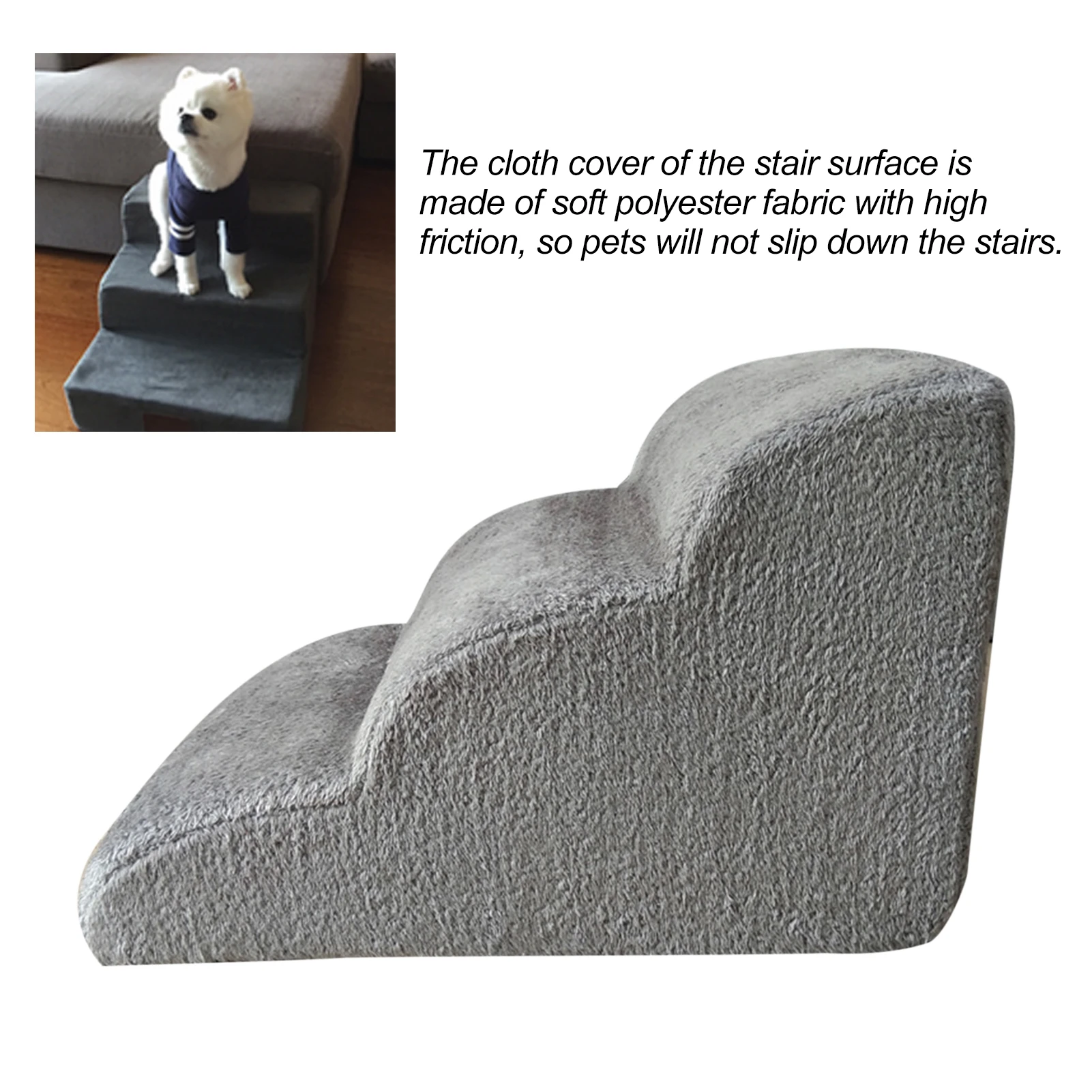 Removable and Washable Dog Stairs Non-Slip Pet Ramp Stairs Dog Ramp for Bed Pet Dog Steps 3 Tiers Training Stairs