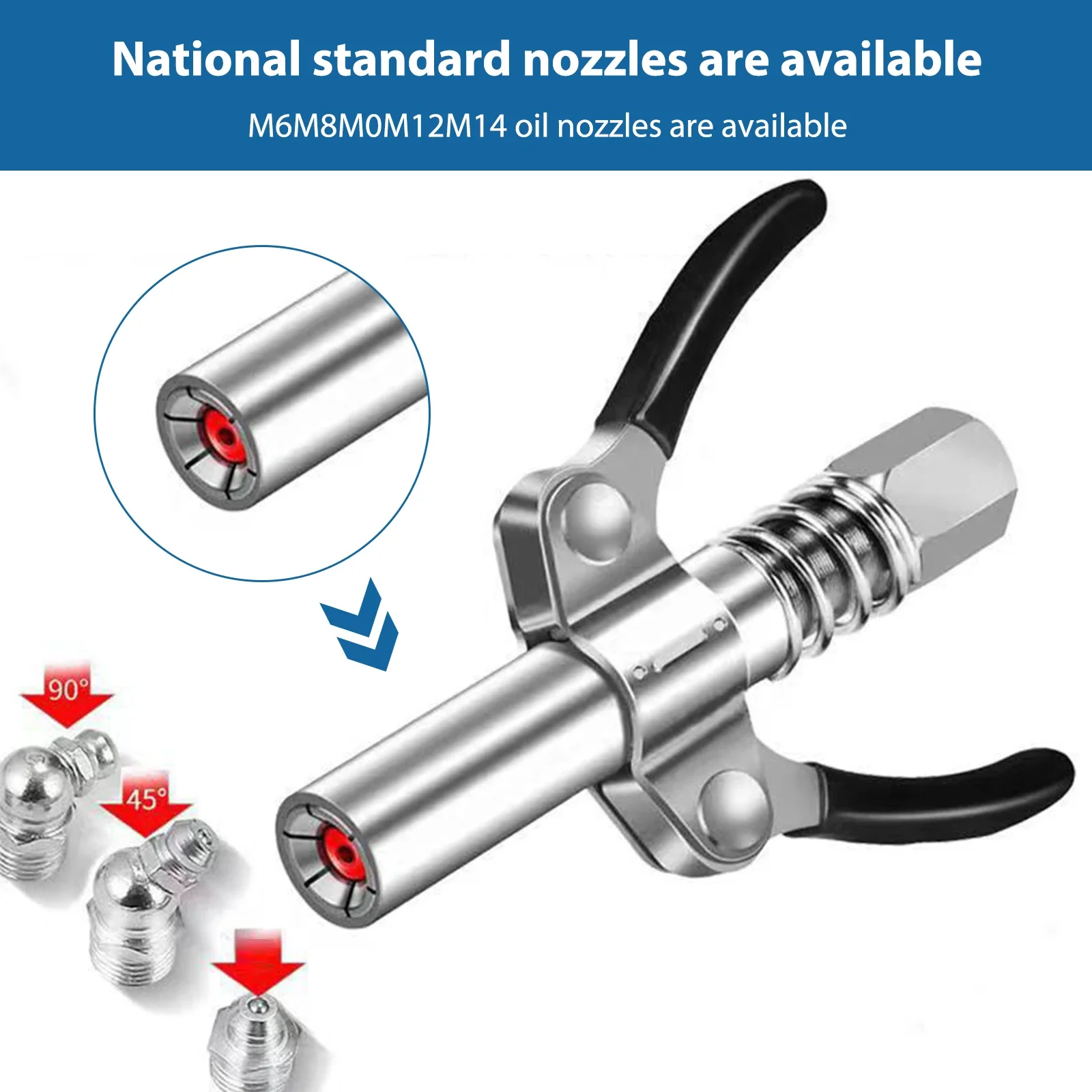 Grease Gun Coupler Gear Lock Pliers High Pressure Grease Nipple Grease Nipple New Style Grease Gun 10000 PSI NPTI/8 Auto Syringe