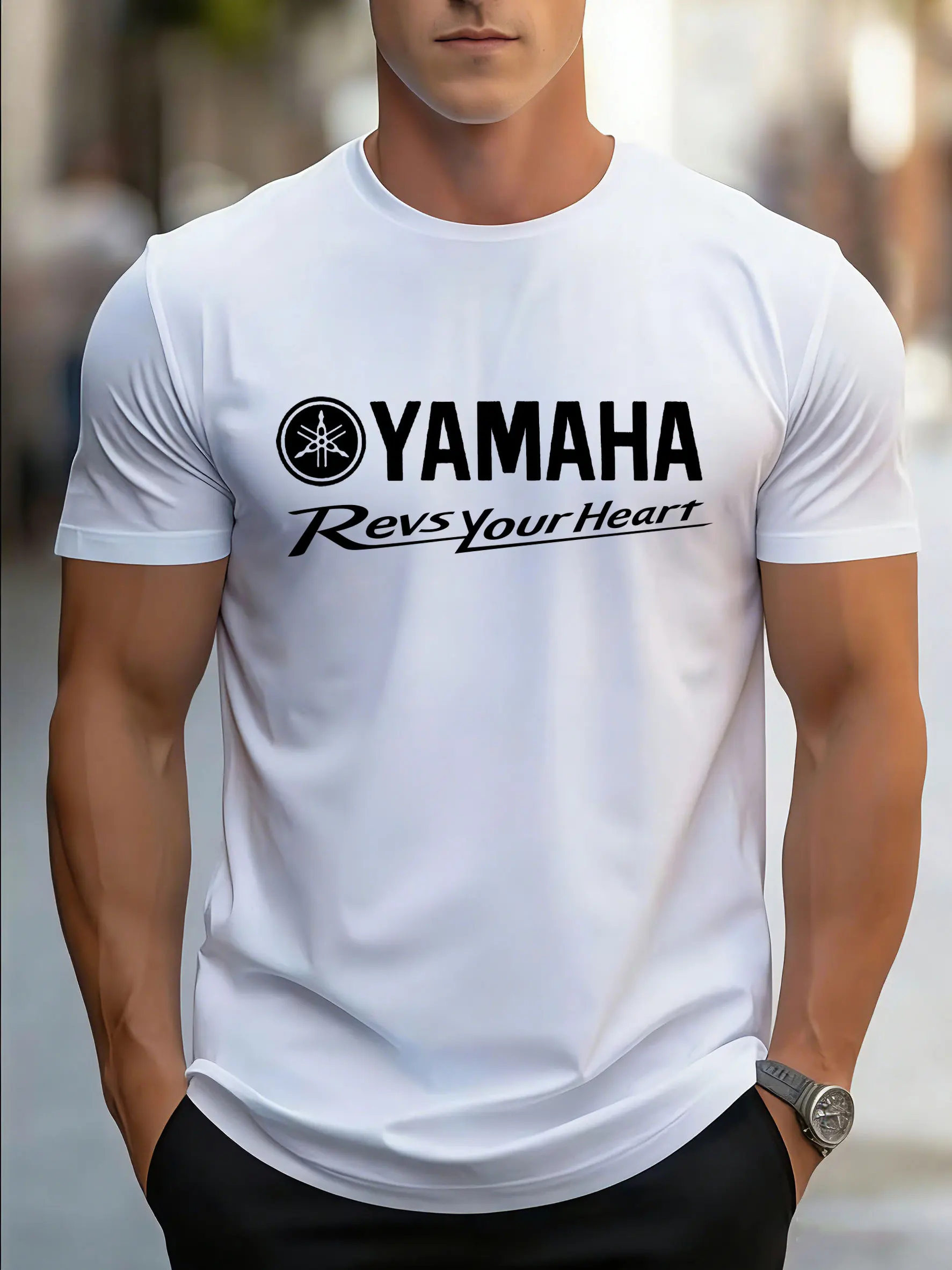 Yamaha Graphic Printed Summer Men Short Sleeve T-shirt Casual Crew Neck Sports Tee Classic Motorcycle Enthusiast Daily Wear Top