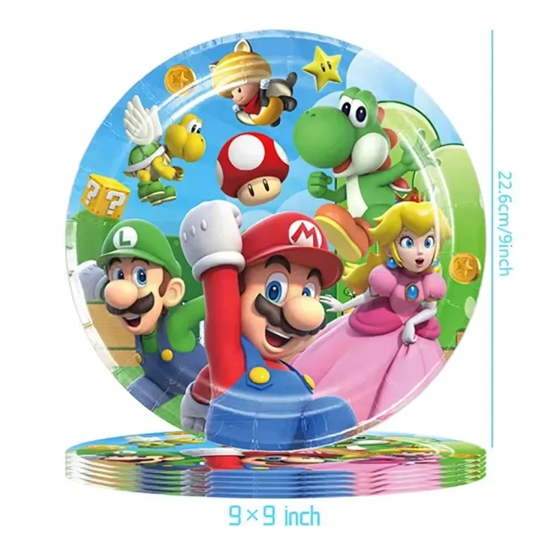 New Super Mario Bros Balloon Party Decor Disposable Tableware Cup Plate Tablecloth Boys Favor Toy Party Supplies Baby Shower ﻿