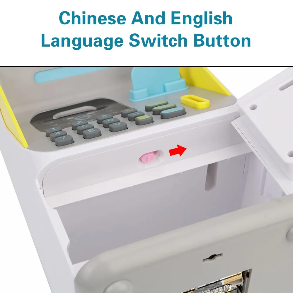 Children's Simulated Face Recognition Atm Money Box, banco eletrônico, automático rolamento Nota Presente, seguro