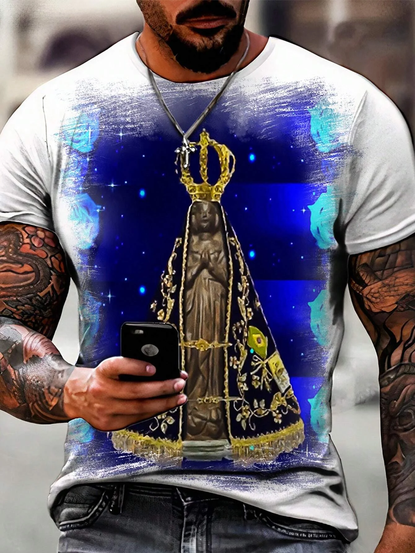 

Crown Printed T-shirt Men's Fashion Street T-shirt 3D Printing Casual Round Neck Short Sleeve T-shirt Hip Hop Men's T-shirt