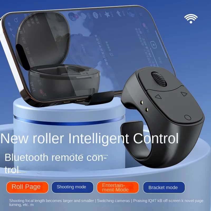 

Bluetooth/2.4G Scrolling Ring with Touchpad: Air Mouse for Phones/PC - Scroll Videos, Turn E-Book Pages & Selfie Remote