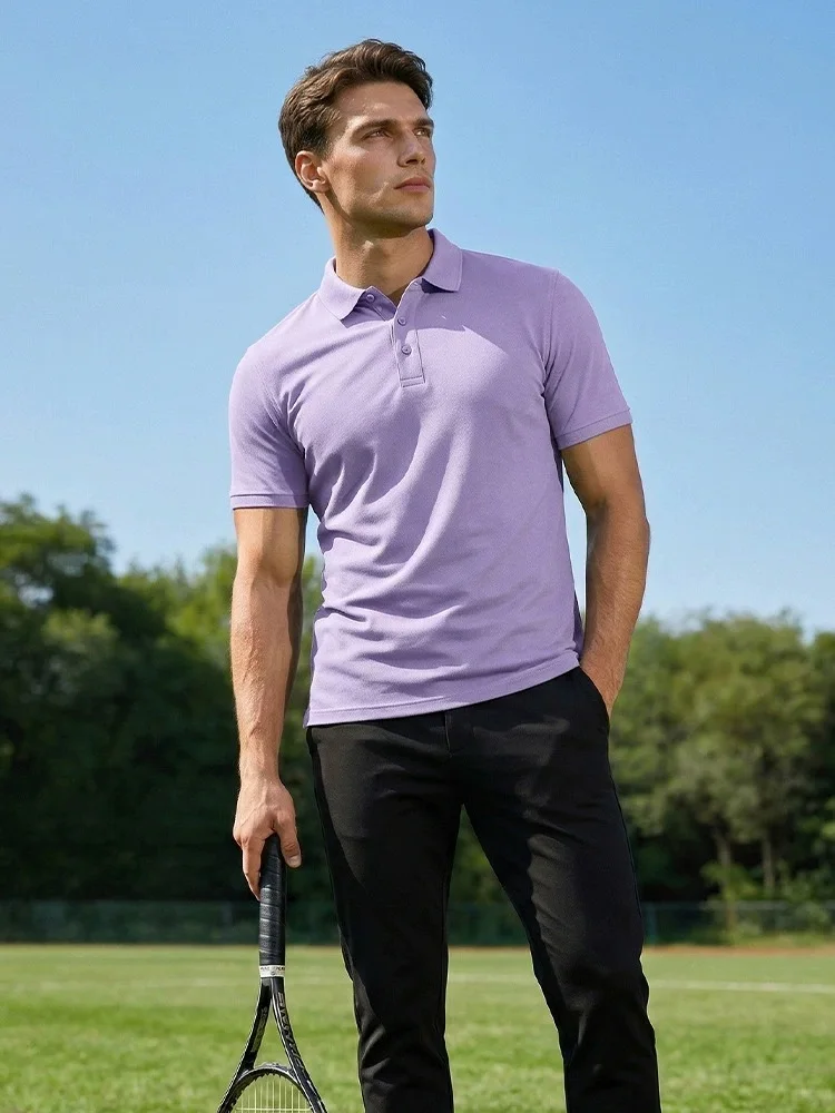 New Sports Polo Shirt Golf Wear Men Summer Men's Ice-feeling Short-sleeved Running Fitness Marathon Casual Quick-drying T-shirt