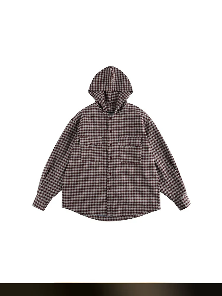 

American Retro Plaid Long Sve Hoodie irt Men's Spring New Loose Lazy Sle Cheered Casual irt Cotton 00% Youth Trend