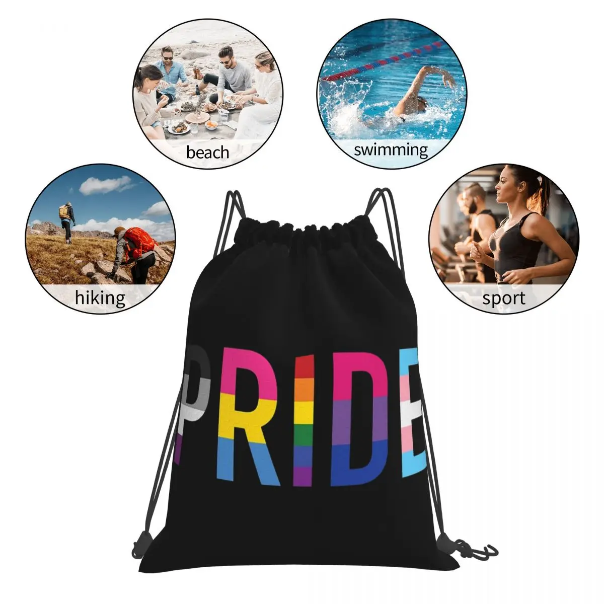 Pride, Various Queer Flags 1 Backpacks Multi-function Portable Drawstring Bags Shoes Bag Book Bags For Travel Students