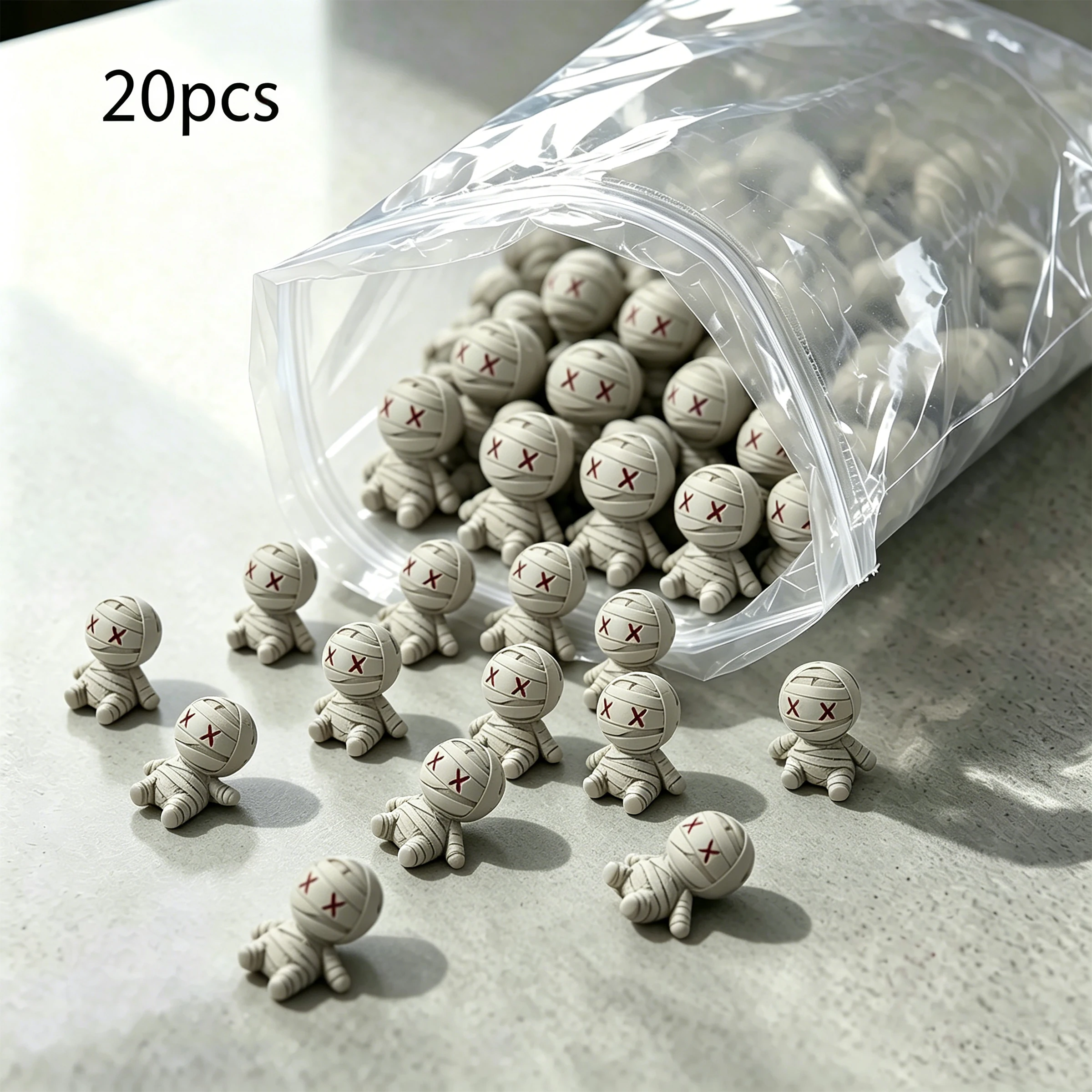 20er-Pack 2,3 cm große Gothic-Mumien-Figuren – Harzfiguren für Halloween, Gothic-Heim, Büro, Party – Kompakte Schreibtischdekoration, Sammlerstück