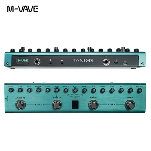 Imagen 2 del producto Pedal multiefectos para guitarra M-vave Tank-G, 36 preestablecimientos, 9 ranuras para preamplificador, EQ de 3 bandas, 8 ranuras para cabina IR, 3 modulación/retardo/efecto de reverberación
